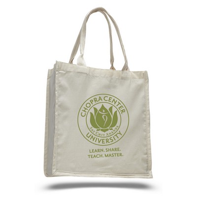 100% Cotton Shopping Tote Bag w/ Web Material Handles